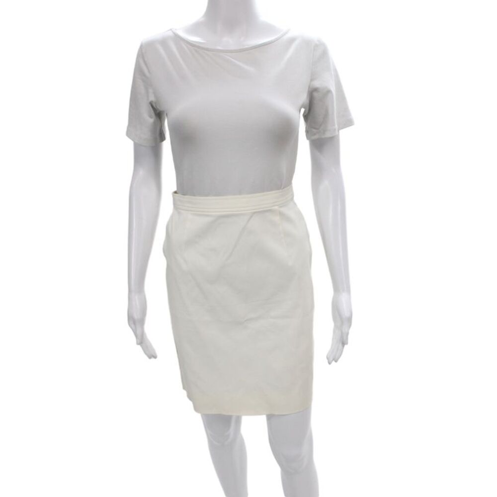 Laurel Womens Straight Pencil Skirt Ivory Button Mini Size 36
